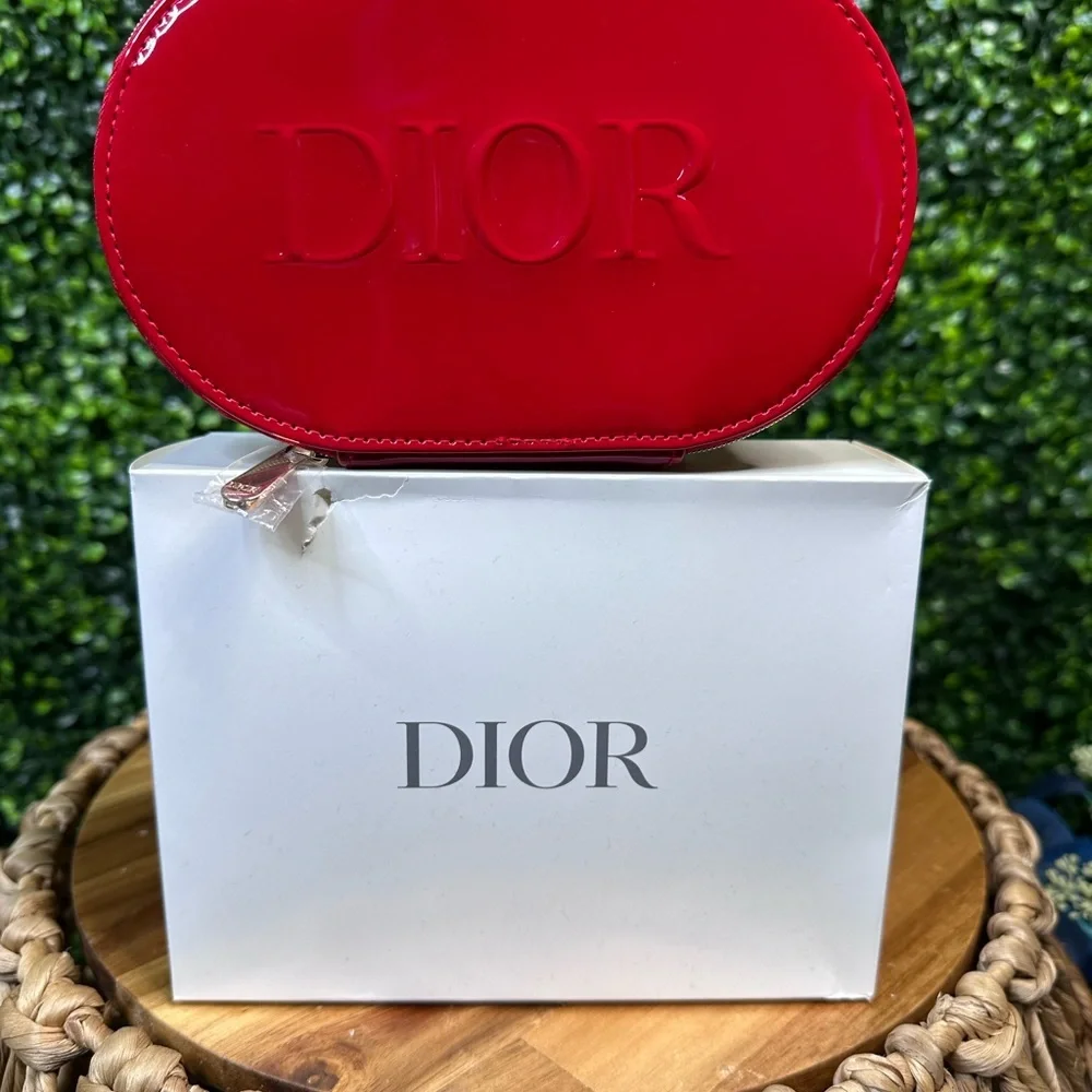 NIB Dior Red  zip around‎ small bag